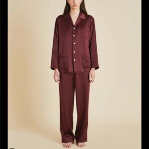 Olivia Von Halle Silk Pajamas Yves Claret Burgundy